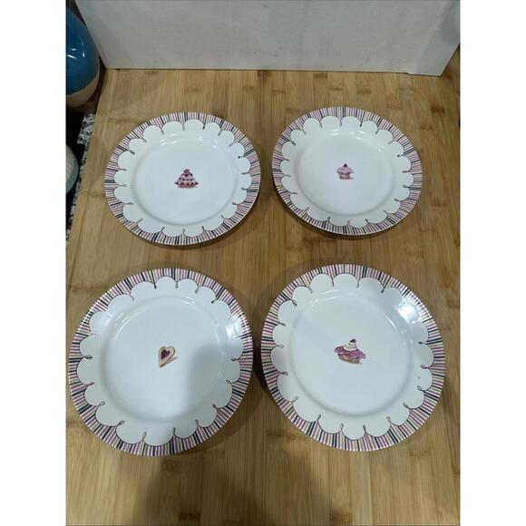 Crabtree & Evelyn Set Of 4 Sweet Shop Rosanna Dessert Plates 8-1/4” * - Picture 1 of 11